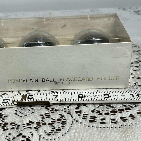 Silver Christmas Porcelain ball placecard holders - Picture 6 of 7